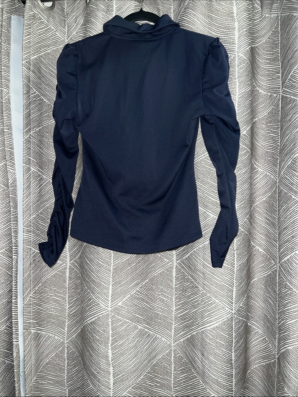 Structured Ruched Button-Front Women's Top - Navy - Picture 2 of 2